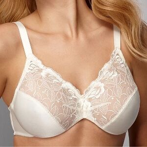 Wacoal 85121 40D Back Feather Embroidery Underwire Bra Full Coverage, Sheer Top